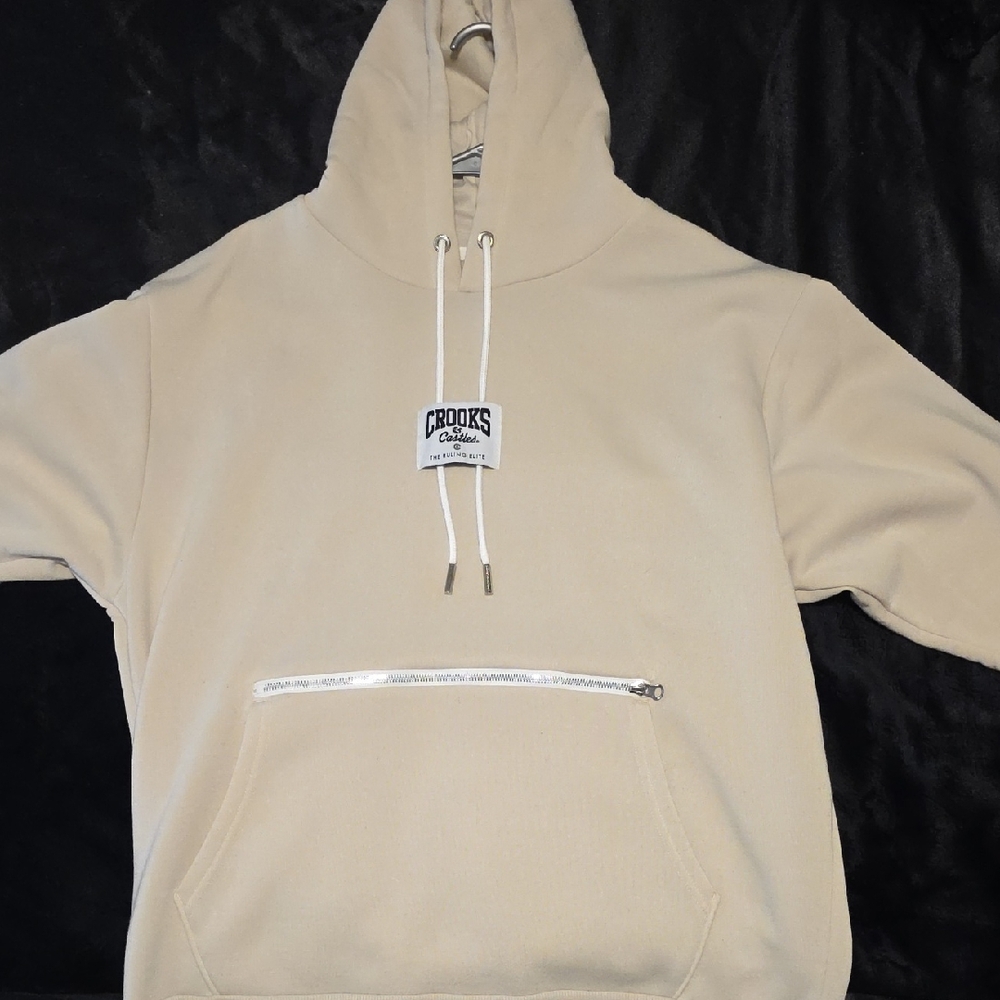 Crooks & Castles Sandstone Beige Hoodie with Zip Pocket
